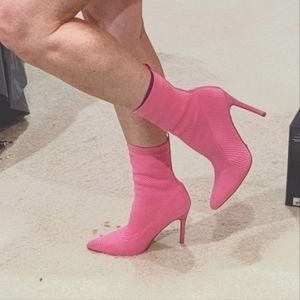 Pink heel ankle booties